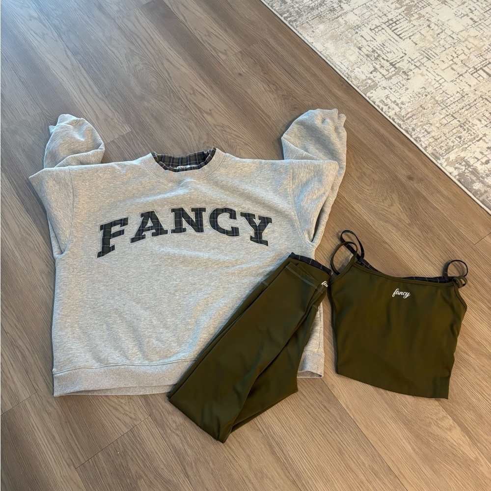 Fancy Gray Women's mock neck sweatshirt and matching leggings and tank xs/s sold